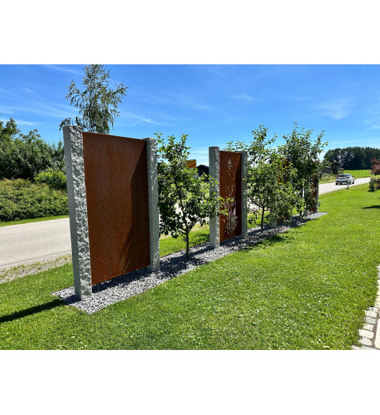 Trennwand und Sichtschutzzaun Metall 180 cm hoch Sichtschutzwand Metall mit Motiv China Gras - Höhe 180 cm - Trennwand Garten Ed