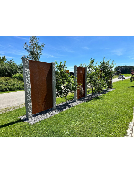 Trennwand und Sichtschutzzaun Metall 180 cm hoch Sichtschutzwand Metall mit Motiv China Gras - Höhe 180 cm - Trennwand Garten Ed