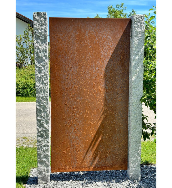 Gartendeko Rost Metall Trennwand - Sichtschutzwand Rost - geschlossen Höhe 180 cm Metall Sichtschutzwand geschlossen ohne Muster