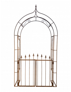 Rosenbogen Eisen als Baukastensystem Rosenbogen - Saint Denis – mit Tür 295 × 150 cm 
Höhe 295 cm
Breite 150 cm
