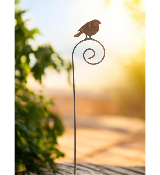 Vogel Deko Gartenstecker Vogel stehend 19 cm auf Curlstab 150 cm hoch Vogel stehend 19 cm auf Curlstab 150 cm hoch