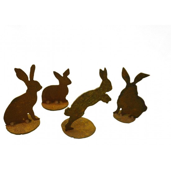 Rost Hasen 4er Set - 4 Stück Edelrost Hase als Gartendeko oder Wohndeko geeignet