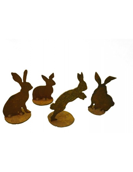 Rost Hasen 4er Set - 4 Stück Edelrost Hase als Gartendeko oder Wohndeko geeignet