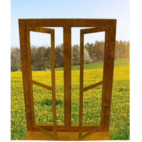 Edelrost Deko Fenster klein 45 cm hoch