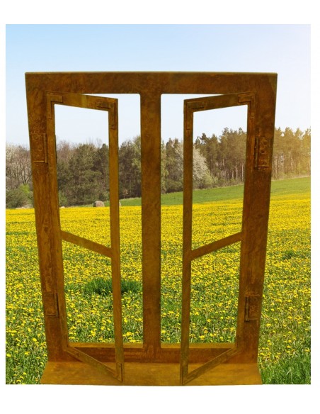 Edelrost Deko Fenster klein 45 cm hoch
