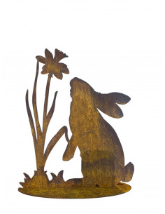 Hasen XL Osterhase an Narzisse schnüffelnd - 35cm hoch - auf ovaler Platte 
Höhe 35 cm
Breite 28 cm
