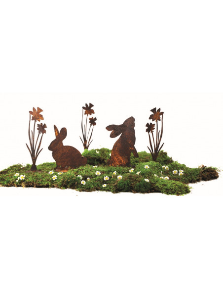 Hasen XL Osterhase an Narzisse schnüffelnd - 35cm hoch - auf ovaler Platte 
Höhe 35 cm
Breite 28 cm
