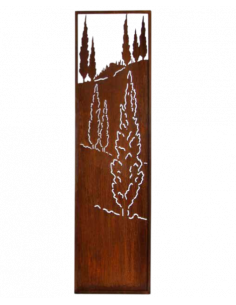 mediterrane Gartendeko schmaler Sichtschutzwand mit Toskanischer Landschaft - Höhe 200 cm - Breite 55 cm 