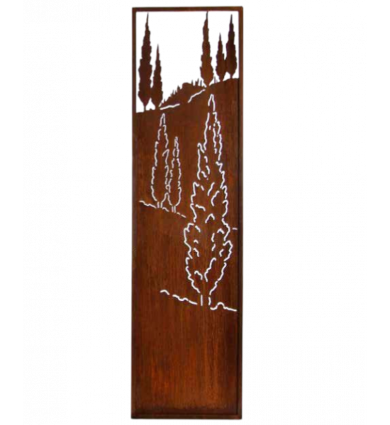 mediterrane Gartendeko schmaler Sichtschutzwand mit Toskanischer Landschaft - Höhe 200 cm - Breite 55 cm 