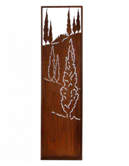 mediterrane Gartendeko schmaler Sichtschutzwand mit Toskanischer Landschaft - Höhe 200 cm - Breite 55 cm 