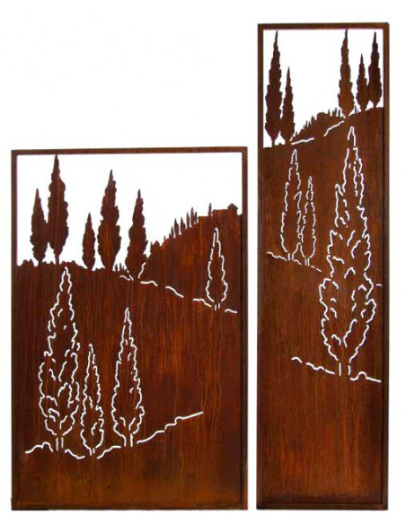 mediterrane Gartendeko schmaler Sichtschutzwand mit Toskanischer Landschaft - Höhe 200 cm - Breite 55 cm 