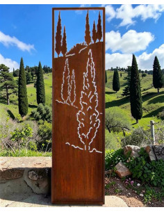 mediterrane Gartendeko schmaler Sichtschutzwand mit Toskanischer Landschaft - Höhe 200 cm - Breite 55 cm  2