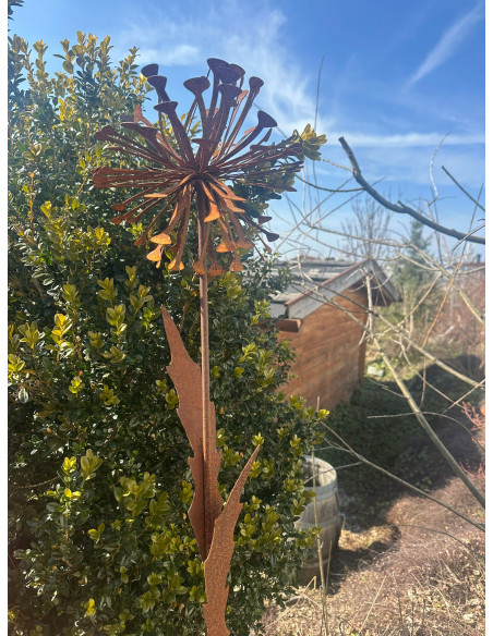 Blumenstecker Edelrost Pusteblume mit Blüte als Gartenstecker, XXL Höhe 133 cm Allium Löwenzahn Unsere Rost Pusteblume ist ein a