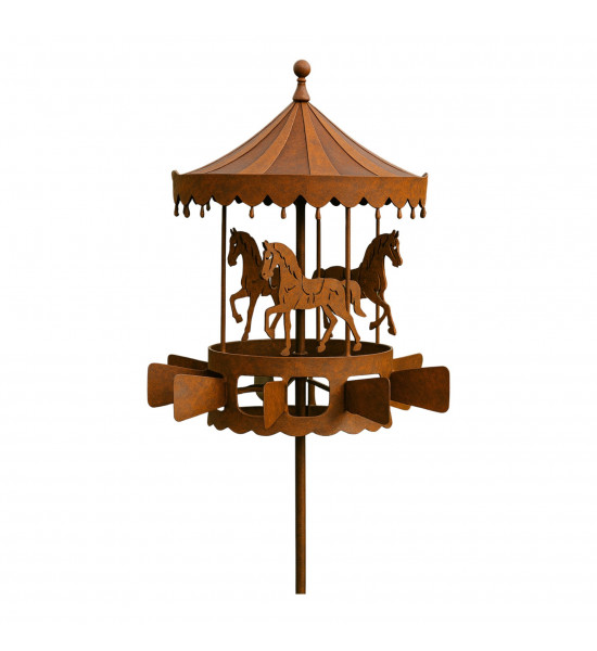 Windräder und Windspiele Windrad nostalgiosches Pferde Karussell - 240 cm hoch 
hochwertiges Windspiel mit drehendem Karussell,