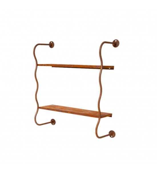 Kaminholzregale und Herzen Edelrost Regal mit 2 Etagen - niedrige Variante 50 cm hoch 
Regale 43/40 cm
Tiefe Regalboden 16 cm