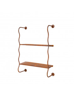 Gartenmöbel Metall Edelrost Wandregal mit 2 Etagen - hohe Variante 61 cm hoch 
Schönes Wetterfestes Outdoor Regal mit Rostpatin