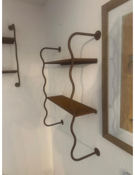 Edelrost Wandregal mit 2 Etagen - hohe Variante 61 cm hoch