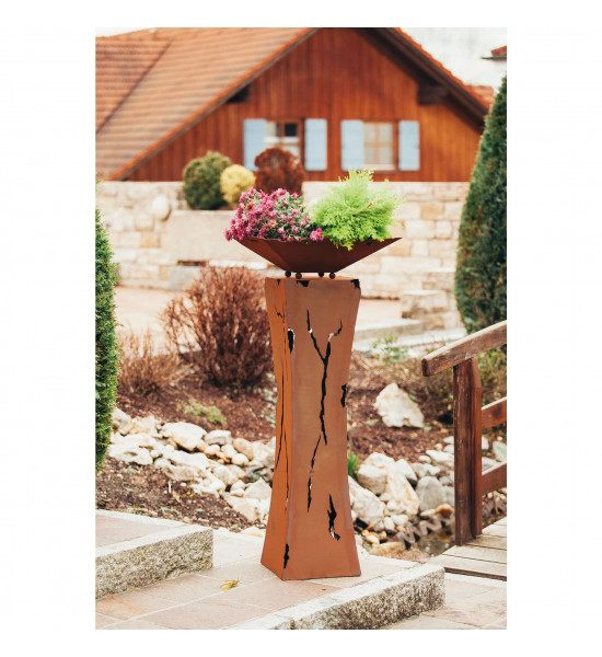 Schalen für Rostsäulen Rostschale - Risse - Breite 53 x 53 cm - Pflanztiefe 10.5 cm 
Breite: 53 x 53 cm
Pflanztiefe: 10,5 cm
