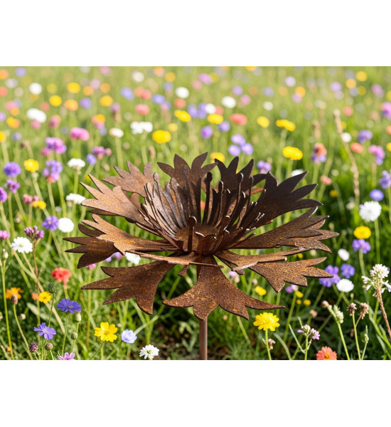 Start Kornblume 3D Ø 20 cm mit Hülse 
Ø ca. 20 cm
für 8 mm Eisenstange oder zum Befestigen auf Holzbalken etc. 
