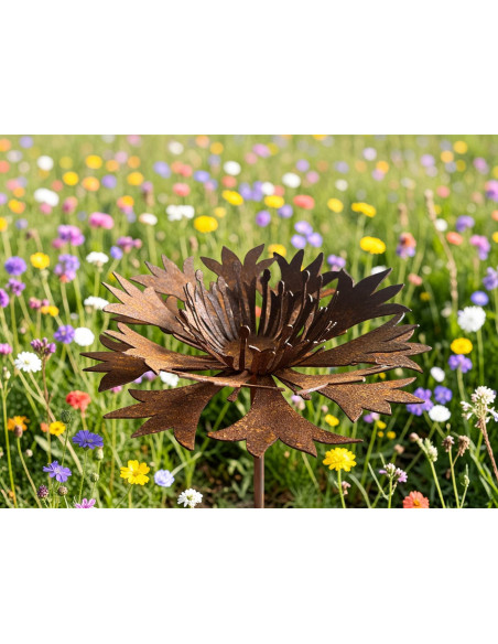 Start Kornblume 3D Ø 20 cm mit Hülse 
Ø ca. 20 cm
für 8 mm Eisenstange oder zum Befestigen auf Holzbalken etc. 
