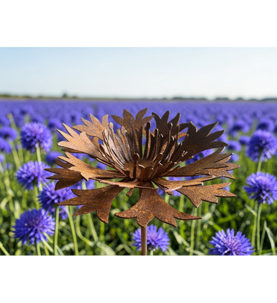 Start Kornblume 3D Ø 20 cm mit Hülse 
Ø ca. 20 cm
für 8 mm Eisenstange oder zum Befestigen auf Holzbalken etc. 
