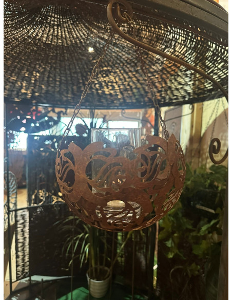 Zum Hängen - Laternen Halbkugel Motiv Rose zum hängen mit Glas - Ø 27 cm - klein - Blumenampel 
Ø 27 cm
Diese Rosenkugel kanns