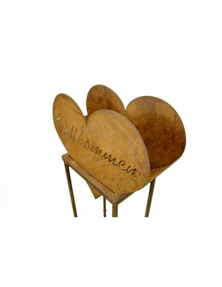 Edelrost Dekoständer mit Aufsatz Herz Willkommen