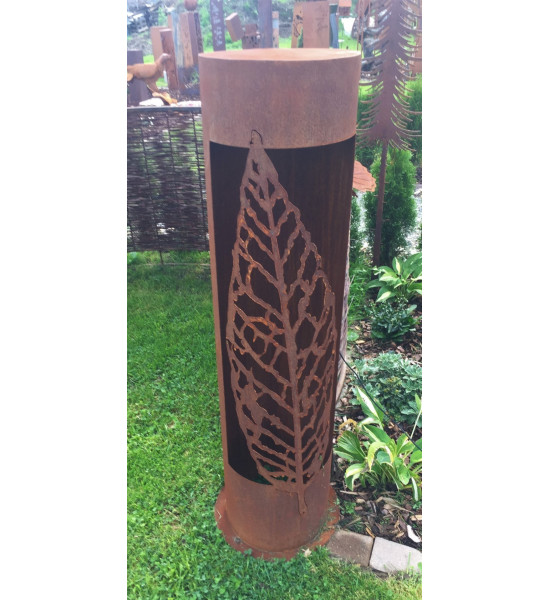 runde Rostsäulen Edelrost Säule - Willow - rund mit schmalem Blatt - Höhe 100 cm 
Höhe 100cm
Durchmesser 27cm
Abbildung zeigt