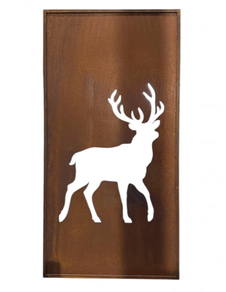 Hirsche, Wildtiere und Waldbewohner Sichtschutzwand mit gehendem Hirsch - Höhe 200 cm - Breite 100 cm 
Metall Sichtschutz Volle