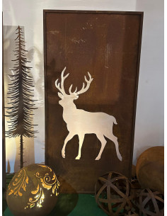 Sichtschutz 2m hoch - 200 cm Sichtschutzzaun Elemente Sichtschutzwand mit gehendem Hirsch - Höhe 200 cm - Breite 100 cm 
Metall 2