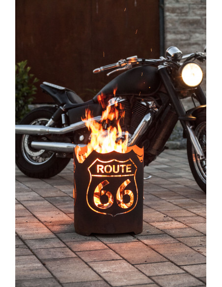 runde Feuerschalen FEUERKORB - ROUTE 66 - RUND - Höhe 48 cm - Ø 39 cm 
"Feel the Freedom!" Dieser Feuerkorb ist für alle Motorr