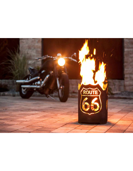 runde Feuerschalen FEUERKORB - ROUTE 66 - RUND - Höhe 48 cm - Ø 39 cm 
"Feel the Freedom!" Dieser Feuerkorb ist für alle Motorr