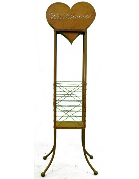 Edelrost Dekoständer mit Aufsatz Herz Willkommen