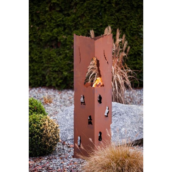 Rost Säule Feuerzauber 140 cm hoch