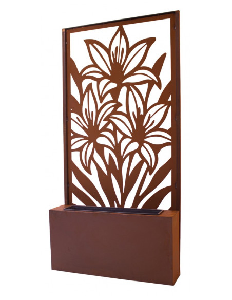 kreative Pflanzgefäße  Pflanztrog 100 cm breit - z.B. für Sichtschutzwände Dieser Pflanztrog mit einem Blumenkasten aus Metall e
