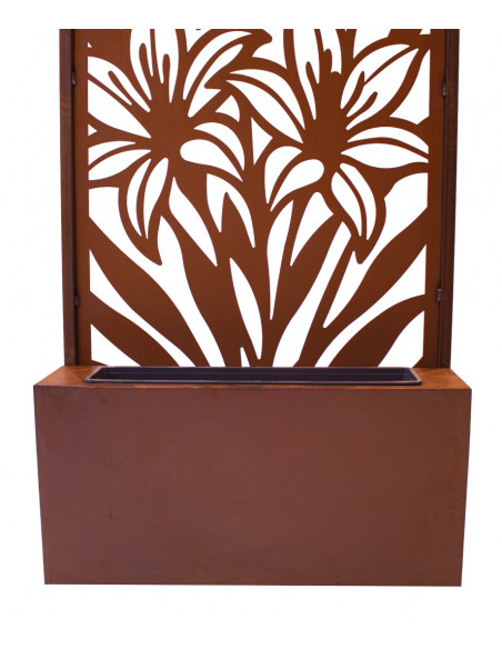 kreative Pflanzgefäße  Pflanztrog 100 cm breit - z.B. für Sichtschutzwände Dieser Pflanztrog mit einem Blumenkasten aus Metall e