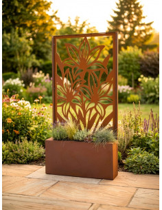 kreative Pflanzgefäße  Pflanztrog 100 cm breit - z.B. für Sichtschutzwände Dieser Pflanztrog mit einem Blumenkasten aus Metall e 2