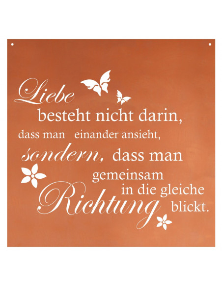 Liebe besteht nicht darin - dass man einander ansieht - sondern dass man in die gleiche Richtung blickt Blechschild 60 x 53 cm