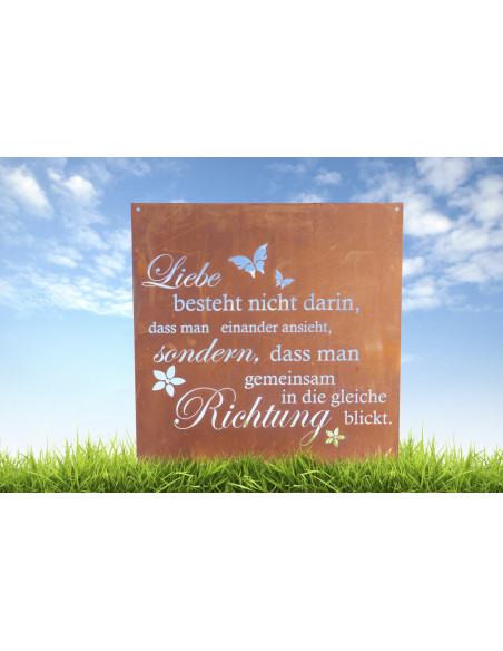 Liebe besteht nicht darin - dass man einander ansieht - sondern dass man in die gleiche Richtung blickt Blechschild 60 x 53 cm