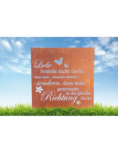Liebe besteht nicht darin - dass man einander ansieht - sondern dass man in die gleiche Richtung blickt Blechschild 60 x 53 cm