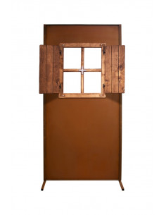 Sichtschutz 2m hoch - 200 cm Sichtschutzzaun Elemente Sichtschutzwand mit Holzfenster - Naturblick - 200cm hoch Maße (inkl. seit