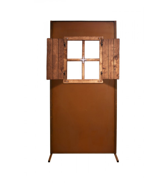 Sichtschutz 2m hoch - 200 cm Sichtschutzzaun Elemente Sichtschutzwand mit Holzfenster - Naturblick - 200cm hoch Maße (inkl. seit