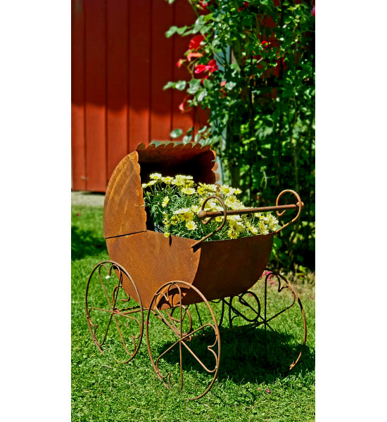 kreative Pflanzgefäße  Deko Kinderwagen zum Bepflanzen 58 cm groß 
Breite 58 cm
Tiefe 33 cm
Höhe 58 cm
