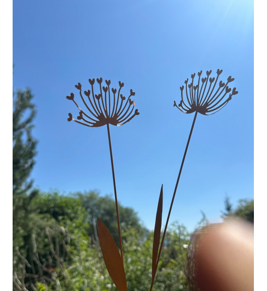Herzige Dinge - Edelrost Dekoherzen Metallblume - Herzensblüte - Allium Mini Stecker 37 cm hoch Manchmal sind es die kleinen Det