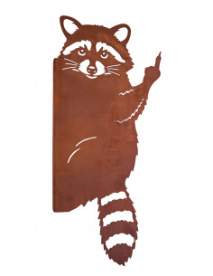 Tiere - Edelrost Tierfiguren frecher Waschbär Edelrost - zum Anschrauben an Zaun oder Baum - 40 cm hoch Höhe: 40 cm
Breite: 17  2