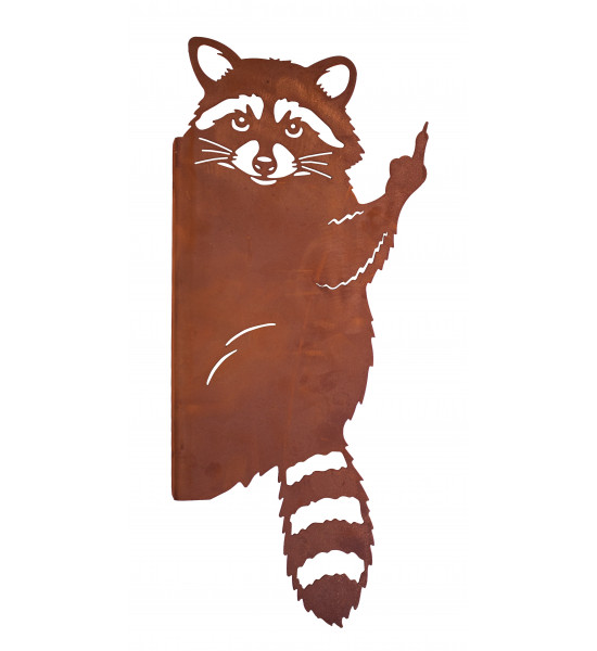 Tiere - Edelrost Tierfiguren frecher Waschbär Edelrost - zum Anschrauben an Zaun oder Baum - 40 cm hoch Höhe: 40 cm
Breite: 17 