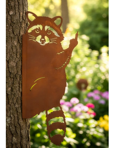 Tiere - Edelrost Tierfiguren frecher Waschbär Edelrost - zum Anschrauben an Zaun oder Baum - 40 cm hoch Höhe: 40 cm
Breite: 17 