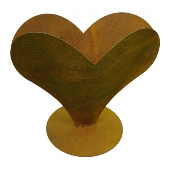 Edelrost Herz breit auf Platte 