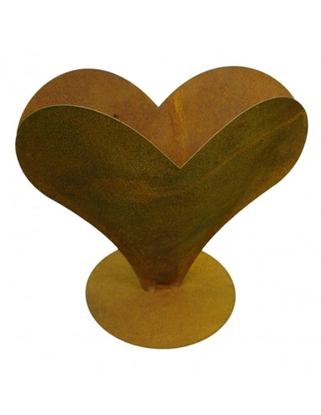 Edelrost Herz breit auf Platte 