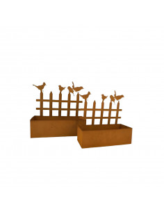Vogel Deko 2er Set Blumenkasten Vogelzaun 1 x 41 cm breit und 1 x 33 cm breit kleiner Blumenasten

Breite 33,5 cm
Tiefe 14 cm